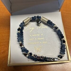 Dog Mom Blue Beaded Bracelet